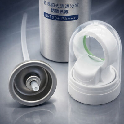 Wide-Mist Aerosol Sunscreen Valve with Protective Cover